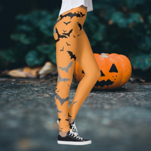 Leggings Calabazas Retro Black Bats Girlie Halloween mínimo (Subido por el creador)