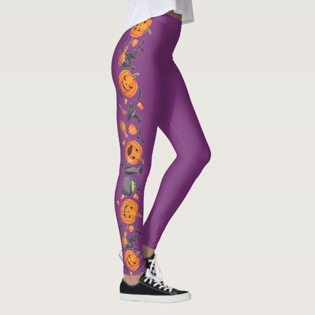 Leggings Calabazas retro Girlie Patrón mínimo de Halloween (Derecha)