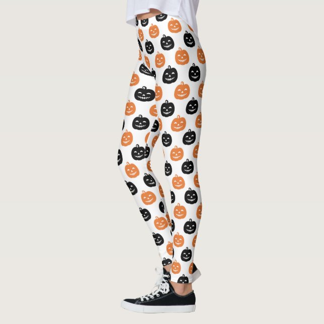 Leggings Calabazas talladas Halloween Mujeres Negras y blan (Izquierda)
