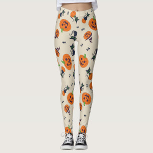 Leggings Calabazas y gatos negros lindos de Halloween