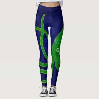 Leggings Calamar verde de moda fresco en el océano azul