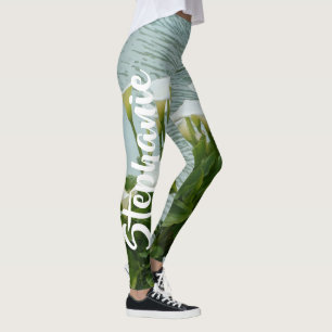 Leggings Calas florales, nombre personalizado