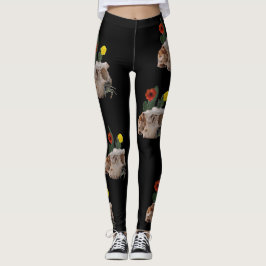 Leggings Calavera animal, cactus, flores y una araña suave