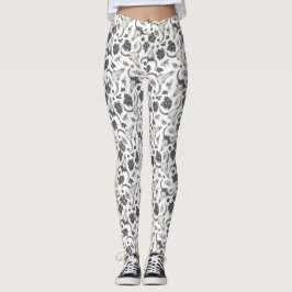 Leggings Calavera animal gótica con patrón de flores