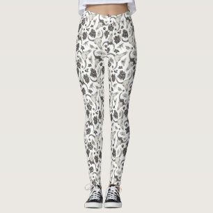 Leggings Calavera animal gótica con patrón de flores