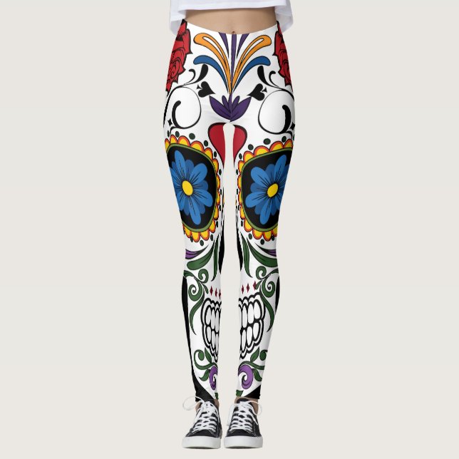 Leggings Calavera de azúcar colorida (Anverso)