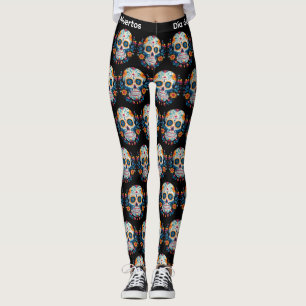 Leggings Calavera de azúcar colorida Día de los Muertos