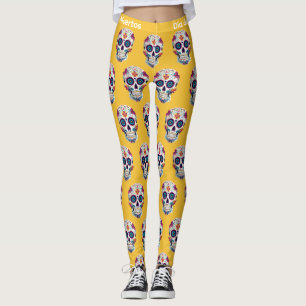 Leggings Calavera de azúcar colorida Día de los Muertos Leg