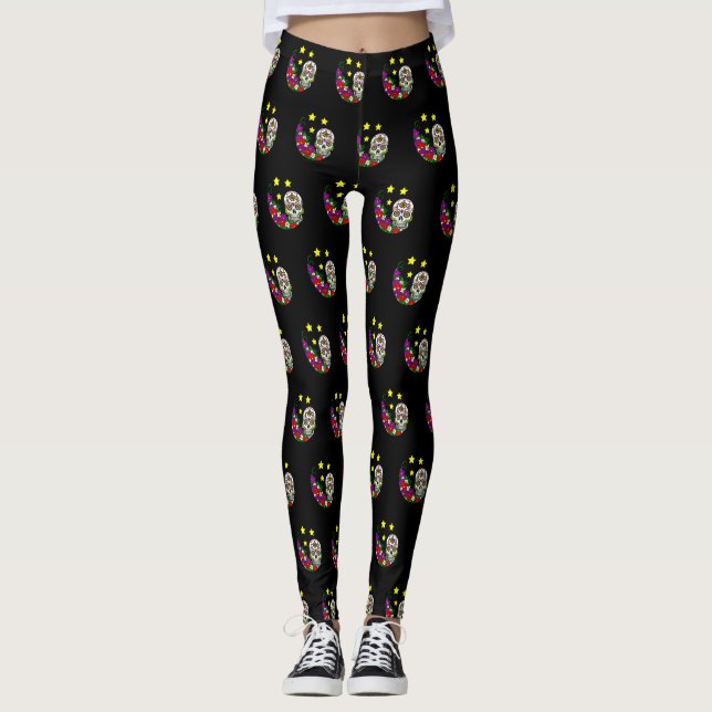 Leggings Calavera de azúcar y flores (Anverso)