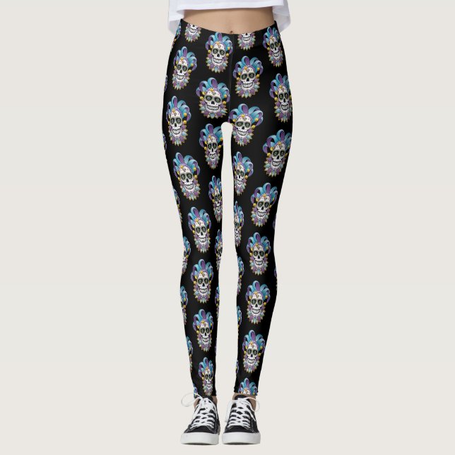 Leggings Calavera de Bufón Colorida (Anverso)