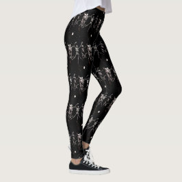 Leggings Calavera de Halloween Bailando esqueletos Black Ha