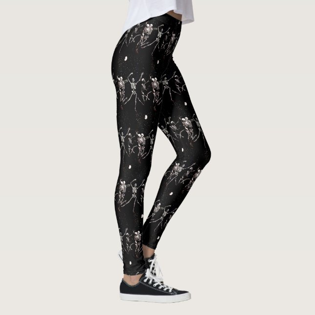 Leggings Calavera de Halloween Bailando esqueletos Black Ha (Derecha)