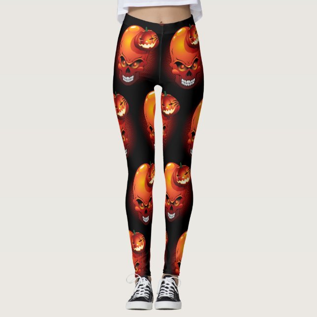 Leggings Calavera de Halloween y calabaza (Anverso)