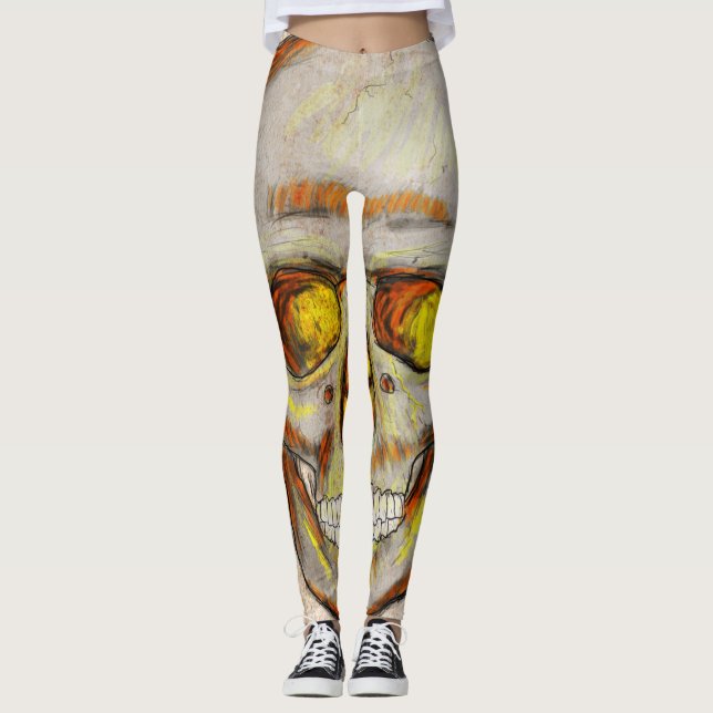 Leggings Calavera dibujada a mano (Anverso)