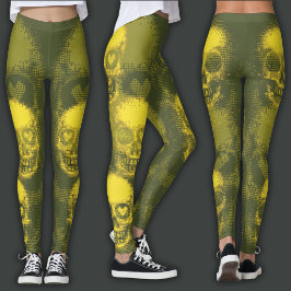 Leggings Calavera Edgy | Amarillo y Lima Oscuro