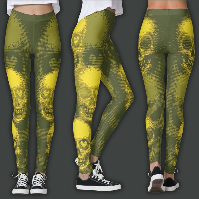 Leggings Calavera Edgy | Amarillo y Lima Oscuro (Subido por el creador)