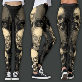 Leggings Calavera Edgy | Polvo Blanco y Negro