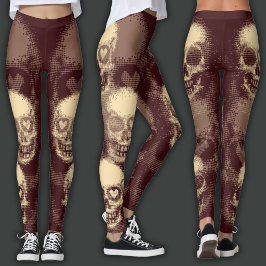 Leggings Calavera Edgy | Polvo Blanco y Rojo Oscuro