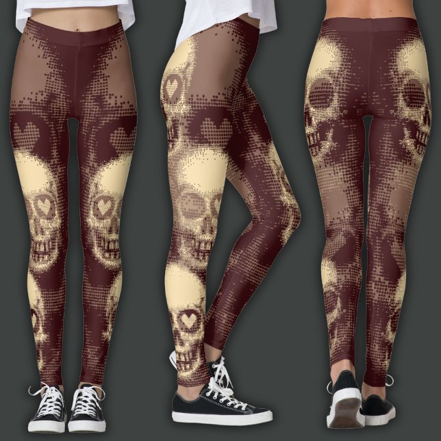 Leggings Calavera Edgy | Polvo Blanco y Rojo Oscuro (Subido por el creador)