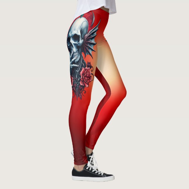 Leggings Calavera impresionante y realista con alas (Derecha)