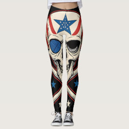 Leggings Calavera patriótica y bandera de los Estados Unido
