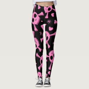 Leggings Calavera pirata: Patrón de corazones brutales