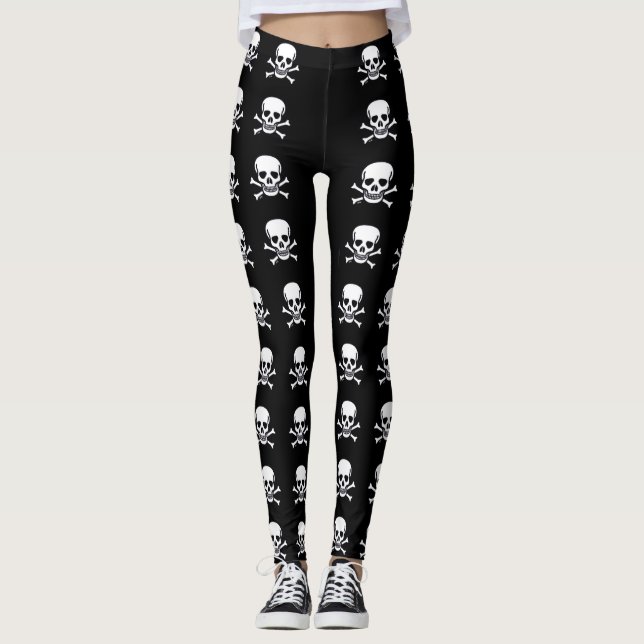 Leggings Calavera y huesos grandes y negras piernas (Anverso)