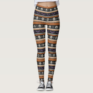 Leggings Calavera y murciélagos de Halloween, de estilo lis