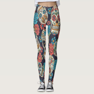 Leggings Calaveras azucareras festivas y florales