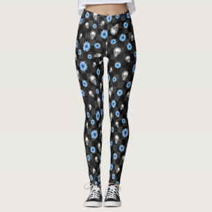 Leggings Calaveras Azules y Diseño de la Serie Girasoles 12