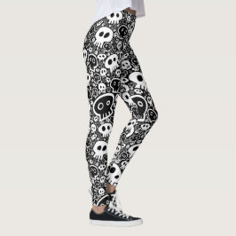 Leggings Calaveras blancas en negro