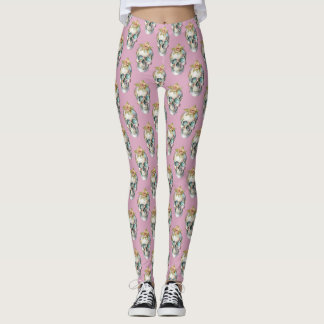 Leggings Calaveras de flores - Rosa turbio -