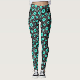 Leggings Calaveras de Turquesa y Diseño de la Serie Girasol