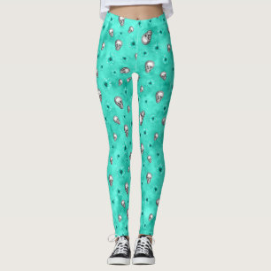Leggings Calaveras de Turquesa y Diseño de la Serie Girasol