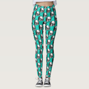 Leggings Calaveras de Turquesa y Diseño de la Serie Girasol