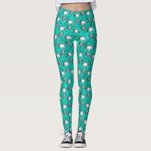 Leggings Calaveras de Turquesa y Diseño de la Serie Girasol