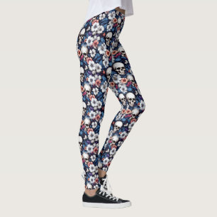 Leggings Calaveras entre las flores