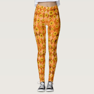 Leggings Calaveras naranjas y diseño de la serie girasol 2