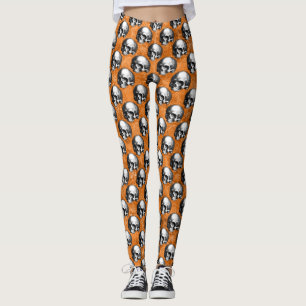 Leggings Calaveras naranjas y diseño de la serie girasol 6
