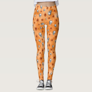 Leggings Calaveras naranjas y diseño de la serie girasol 8