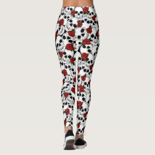 Leggings Calaveras psicobólicas y rosas rojas estampadas