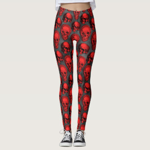 Leggings Calaveras Rojas y Serie de Girasoles Diseño 1 