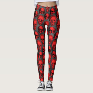 Leggings Calaveras Rojas y Serie de Girasoles Diseño 1 