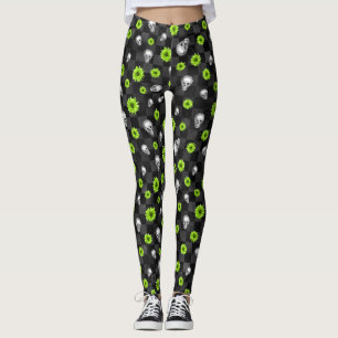 Leggings Calaveras Verdes y Diseño de la Serie Girasoles 10