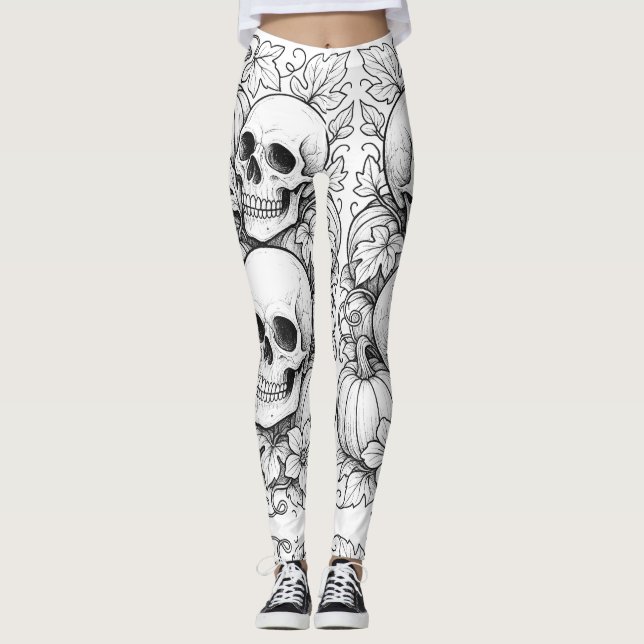Leggings calaveras y calabazas (Anverso)