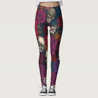 Leggings Calaveras y flores