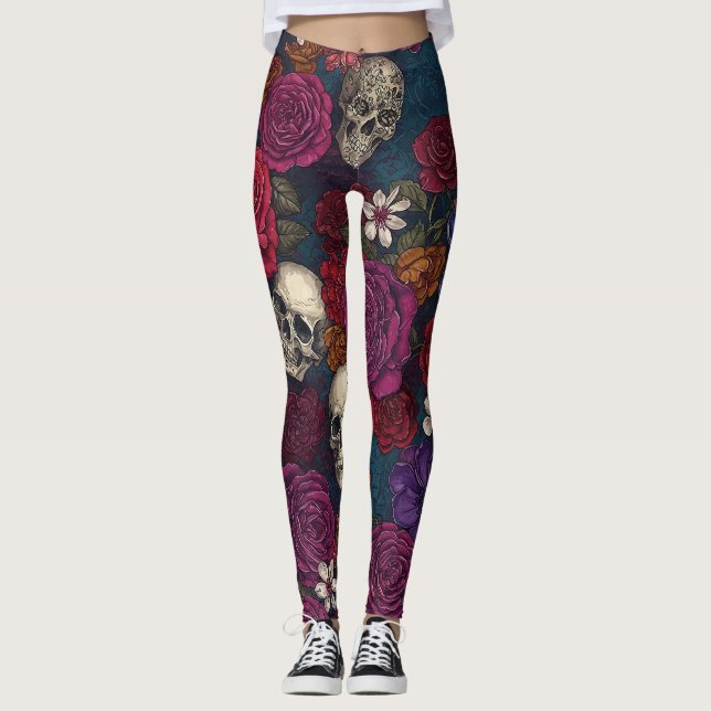 Leggings Calaveras y flores (Anverso)