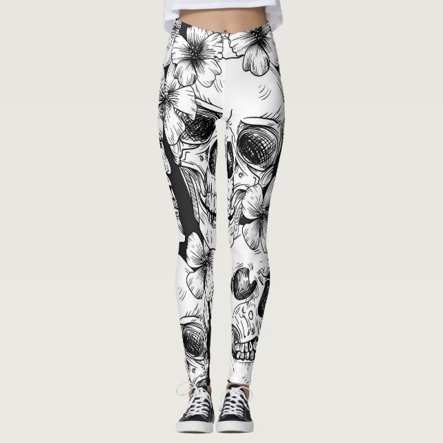 Leggings Calaveras y flores (Anverso)