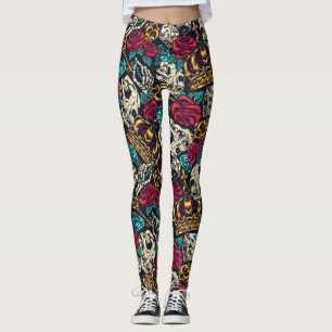 Leggings Calaveras y flores