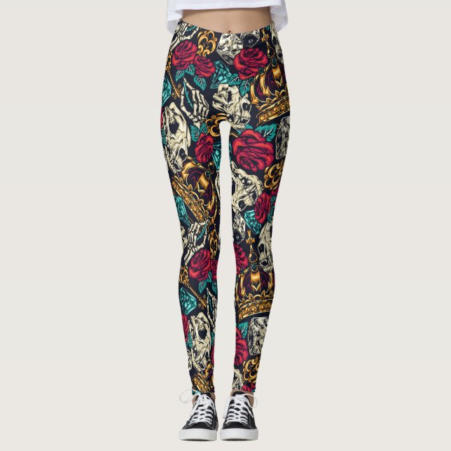 Leggings Calaveras y flores (Anverso)